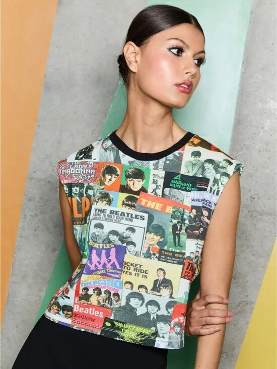 Alice + Olivia X The Beatles Micah Twist And Shout Muscle Tank Large NWT - Picture 1 of 11